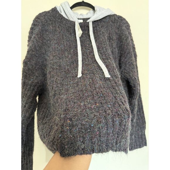 New Aerie Women's Offline Speckle Rib Knit Sweater Hoodie Size Medium Streetwear - Picture 3 of 7